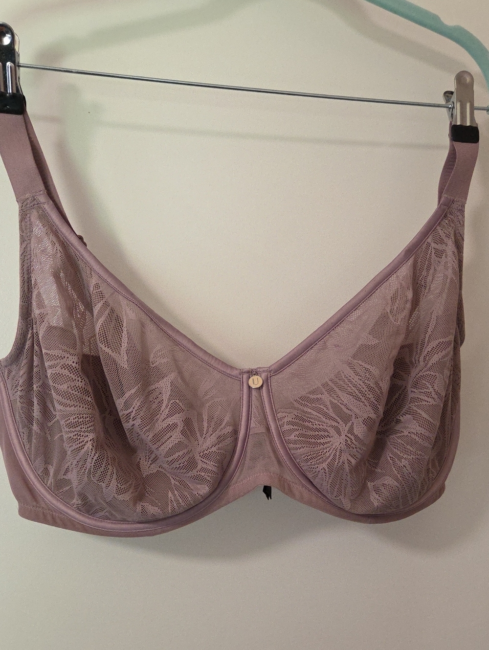 Sheer Floral Lace Underwire Bra in Mauve